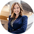 Smiling woman in a navy blazer Smiling woman in a navy blazer